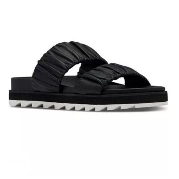 Sorel Women’s Size 9 Roaming™ Two Strap Slide Flat Sandal Black/White - Picture 1 of 11